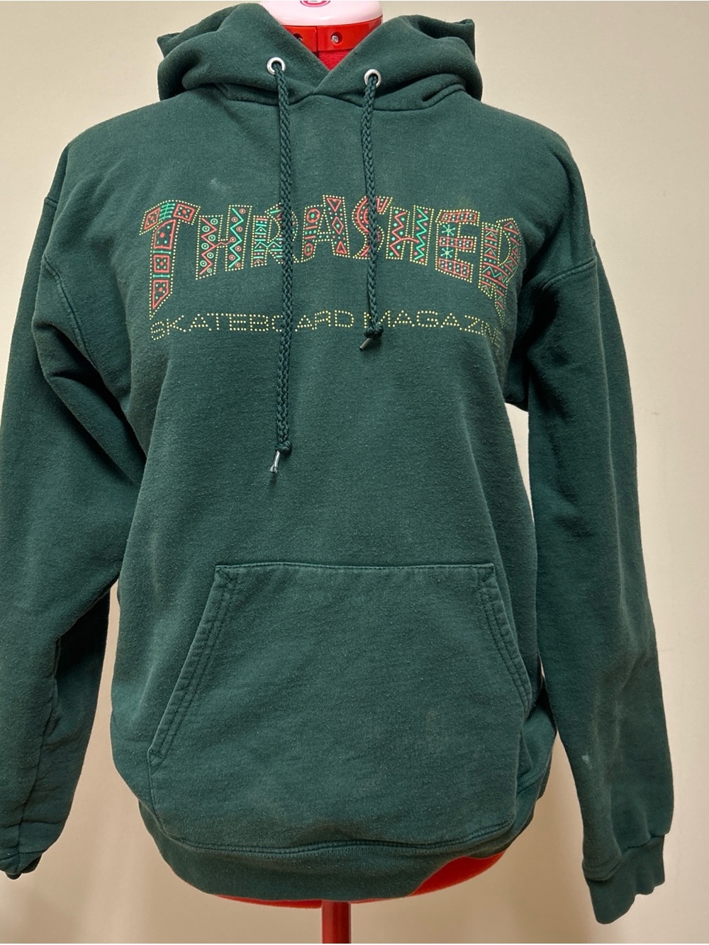 Thrasher Dark Green Pullover Hoodie with Multicolor Logo